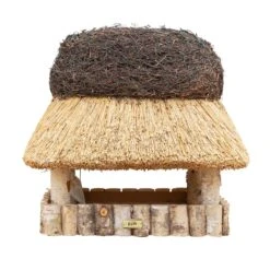 Kölle Vogelhaus „Pellworm“ Mit Reetdach, Eckig, Birke Natur, 45 Cm Hoch