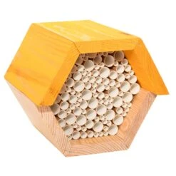 Insektenhotel Für Wildbienen, Sechseckig, Naturbelassen, 12,8 X 14,6 X 14,8 Cm -Gartenbedarf Verkäufe 2024 0910160156 Bienenhaus sechseckig Papierstrohhalme1 93632