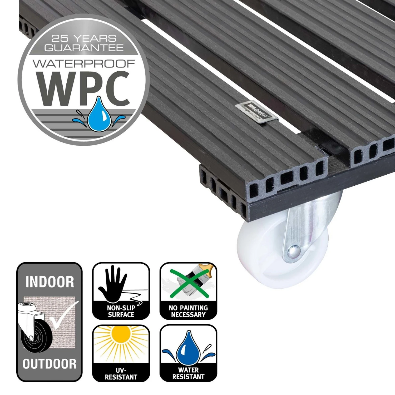 Multi Roller WPC, 120 Kg Tragkraft, Ca. 39 X 39 X 11 Cm 5 Multi Roller WPC, 120 Kg Tragkraft, Ca. 39 X 39 X 11 Cm – Bild 3