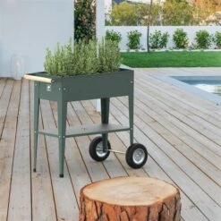 Hochbeet Urban Garden Trolley, Grün, 75 X 35 X 80 Cm -Gartenbedarf Verkäufe 2024 0980250161 Urban Garden Trolley auf Raedern Oak Green 6 108098