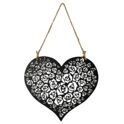 Eisen-Herz, Schwarz-matt, 30 X 27 Cm + 23,5 Cm Hänger