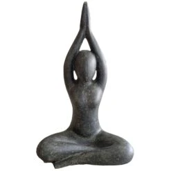 Steinguss Gartenornament 'Yoga', Natur, 21 X 14 X 30 Cm