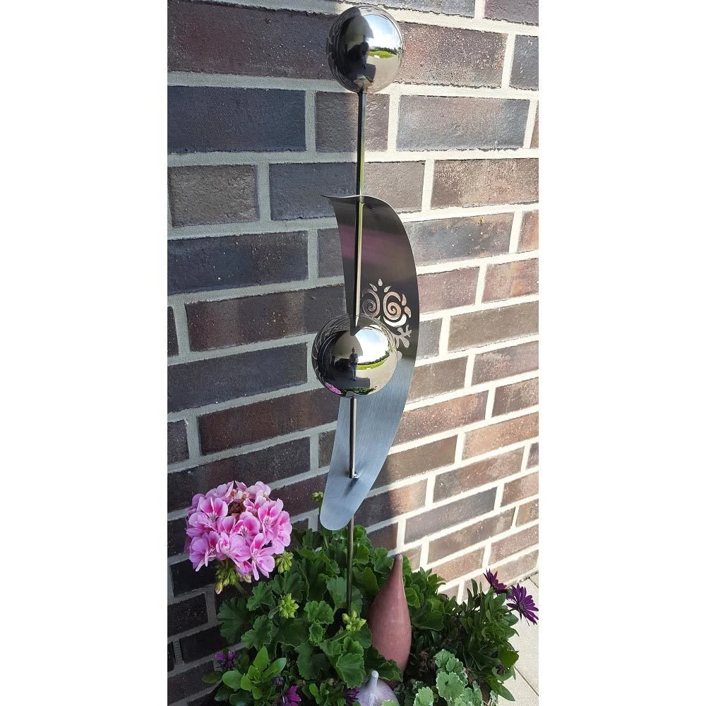 Beetstecker Nero Mit 2 Kugeln & Ausstanzung Eule, Edelstahl, 100 X 13 X 8 Cm 5 Beetstecker Nero Mit 2 Kugeln & Ausstanzung Eule, Edelstahl, 100 X 13 X 8 Cm – Bild 3