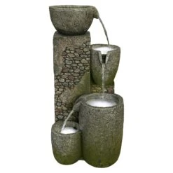 Kölle Polyresin Brunnen Inkl. Pumpe & Licht, Ca. 33 X 34 X 57 Cm