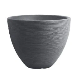 Pflanzgefäß "Lara" Grau, Rillenoptik, Ø 40 Cm, Höhe 31 Cm, Füllvol. 26 L