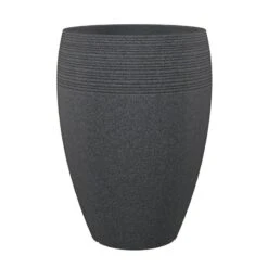 Pflanzgefäß Lineo High, Schwarz Granit, Ø 39 X H 54 Cm