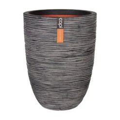 Pflanzvase Rib Bella, Anthrazit, Ø 36 X H 47 Cm