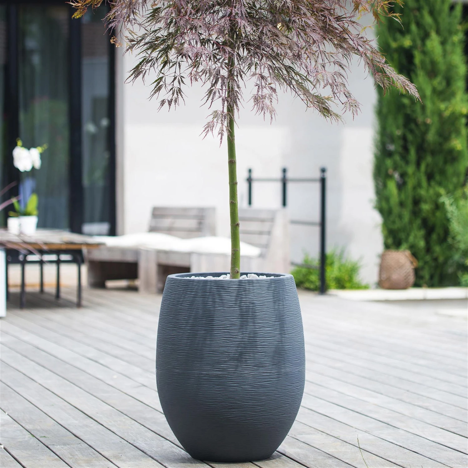 Pflanzgefäß Graphit Egg, Anthrazit, Wasserdicht, Robust 8 Pflanzgefäß Graphit Egg, Anthrazit, Wasserdicht, Robust – Bild 6