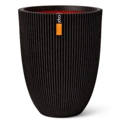 Pflanzvase 'Groove', Schwarz, Ø 34 X H 46 Cm