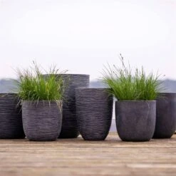 Pflanzgefäß 'Smooth', Grau, Ø 35 X H 34 Cm -Gartenbedarf Verkäufe 2024 3210104122 3210104123 3210104124 3210104125 pflanzgefaess rib smooth 116915