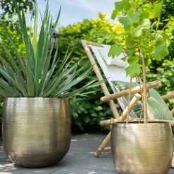 Pflanzgefäß 'Rowen', Gold, Ø 50 X H 47 Cm -Gartenbedarf Verkäufe 2024 3210801621 3210801623 Pflanzgefaess Rowen gold 2 114986 1