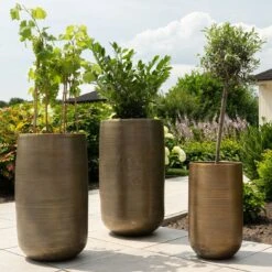 Pflanzgefäß 'Rowen', Gold, Ø 47 X H 82 Cm -Gartenbedarf Verkäufe 2024 3210801630 3210801631 3210801632 3210801633 Pflanzgefaess Rowen gold 8 115020