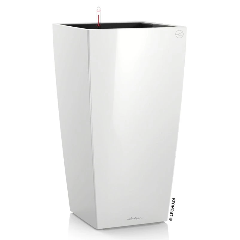 LECHUZA Cubico Premium 40, Weiß Hochglanz, All-in-One-Set, 40 X 40, H:75 Cm – Bild 2