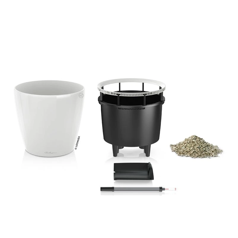 LECHUZA Classico Premium LS, All-in-One-Set, Weiß Hochglanz, Ø 21 Cm, H:20 Cm 4 LECHUZA Classico Premium LS, All-in-One-Set, Weiß Hochglanz, Ø 21 Cm, H:20 Cm – Bild 2