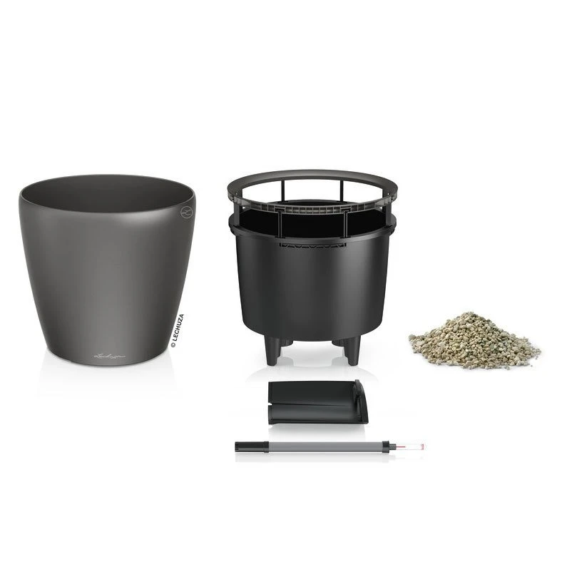 LECHUZA Classico Premium LS, All-in-One-Set, Anthrazit-metallic, Ø 28 Cm H:26 Cm – Bild 4
