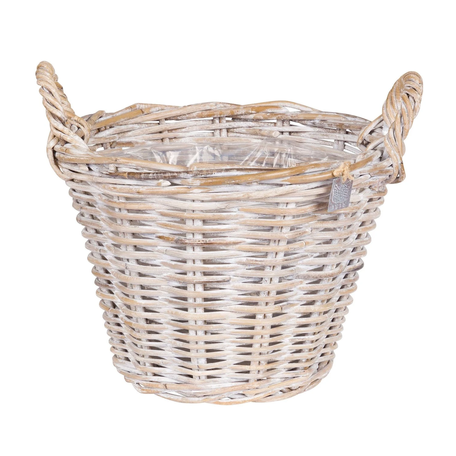 Pflanzkorb Aus Rattan Mit Folieneinsatz, Weiß, Ø 35 H: 25 Cm 3 Pflanzkorb Aus Rattan Mit Folieneinsatz, Weiß, Ø 35 H: 25 Cm